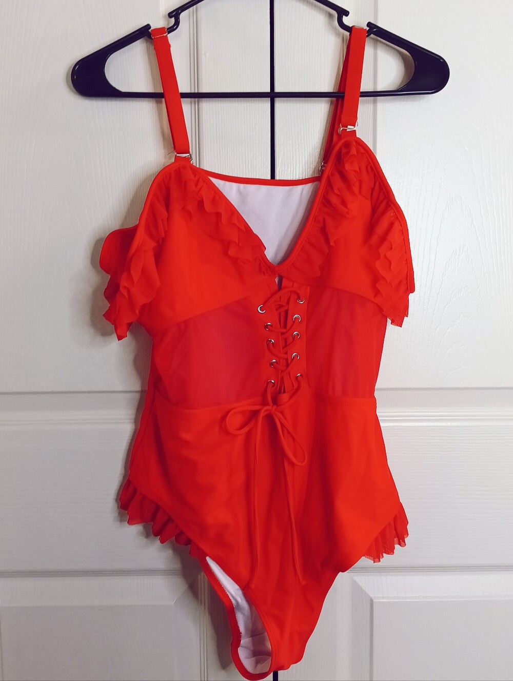 SHEIN Bright Red Ruffle One-Piece Swimsuit for Kids - Picture 2 of 8